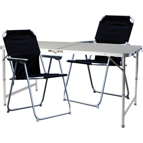 3-teiliges Campingmöbel Set 120x60x58/70cm schwarz-MMC330872+2xMPO2600S (1/3)