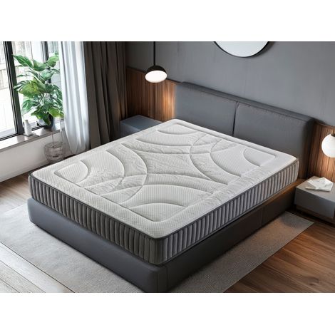 Matelas 140X180 BORDEAUX Épaisseur 25 CM Ressorts ensachés Mousse HR réspirant