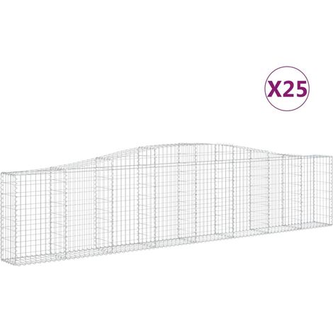 Paniers à gabions arqués 25 pcs  Mur en gabion 400x30x80/100 cm Fer galvanisé