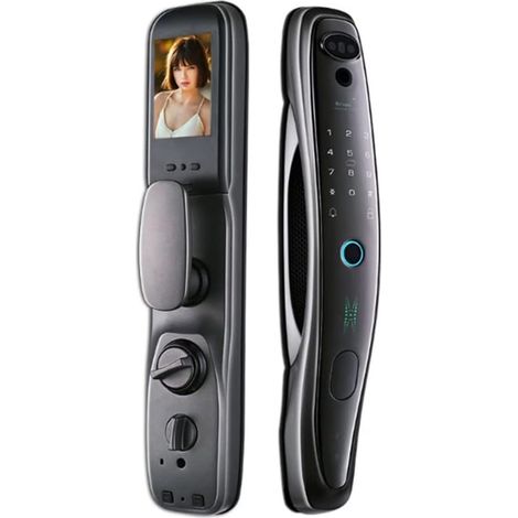 Serrure de porte intelligente Tuya Smart 3D visage serrure de porte sécurité visage caméra moniteur Intelligent empreinte digitale mot de passe biométrique clé électronique déverrouillage ( Color : Gr (1/5)