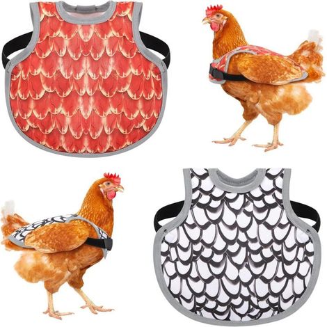 Lot de 2 Selles de Poule Réglables pour Poules de Petite et Moyenne Taille, Protection Imperméable Anti-Picorage, Maillot de Corps pour Volaille, Motif Camouflage Noir Blanc et Jaune (1/5)