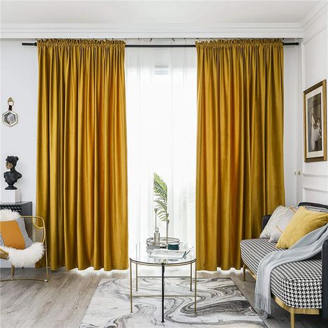 Rideau occultant pour salon, rideau isolant thermique, rideau en velours uni, convient pour la chambre et le salon, lot de 2 (150 x 250 cm).