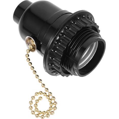 Douille de Lampe E27 Noire avec Tirette et Interrupteur, Plastique Métal Adaptateur pour Socles de Lampe, Collerette Amovible, Installation Facile, Modèle E27 (1/5)