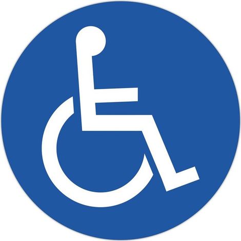 Panneau - Place réservé handicapé - 30cm diamètre - Bleu/blanc - PVC - Signalétique