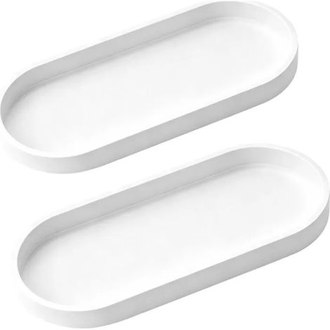 2 Pcs Plateau Salle de Bain, Plateau Décoratif Ovale, Plateaux à Bijoux, Plateaux de Service de Rangement en Silicone pour Coiffeuse (1/5)
