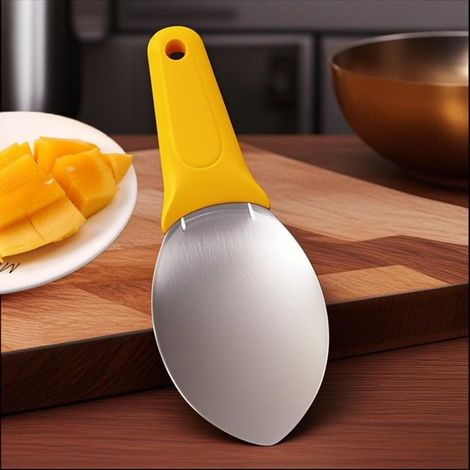 Affettatrice per mango in 2 pezzi, affettatrice per anguria, taglia mango, strumento per la preparazione del frutto del drago, snocciolatore e pelapatate per mango con impugnatura antiscivolo (1/4)