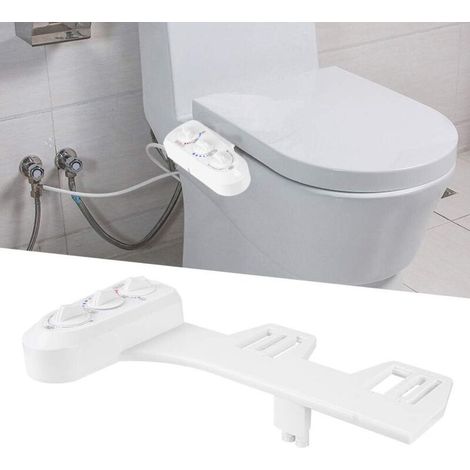 Bidet Toilette WC intelligentes, Bidet réglable à trois boutons, eau chaude et froide, Avec buses doubles autonettoyantes pour le nettoyage avant et arrière (blanc) (1/5)