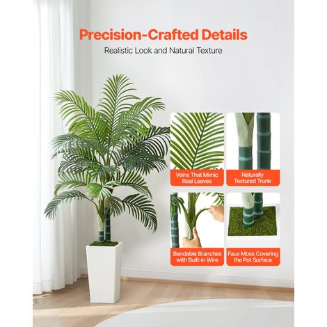 Palmier Artificiel Areca, 1,5 m, Plante Artificielle Tropicale en Pot Blanc, Faux Arbre Tropical Palmier Areca Tronc Épais, Fausse… (1/5)