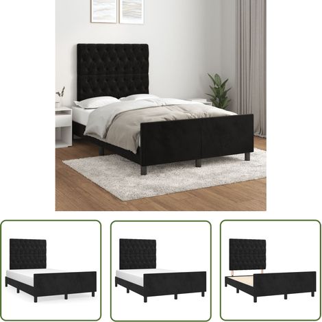 The Living Store Bettgestell ohne Matratze Schwarz 120x200 cm Samt - Samtbettwäsche - Doppelbett - Boxspringbett - Lattenrost - Hochbett (1/5)