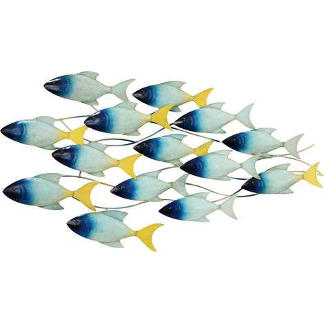 Adorno de pared de peces de metal azul marinero 102 cm (1/5)
