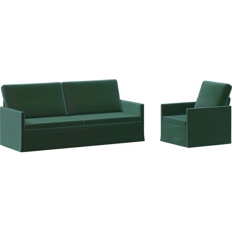 Sofa Set 2 pcs Dark Green Velvet vidaXL (1/5)