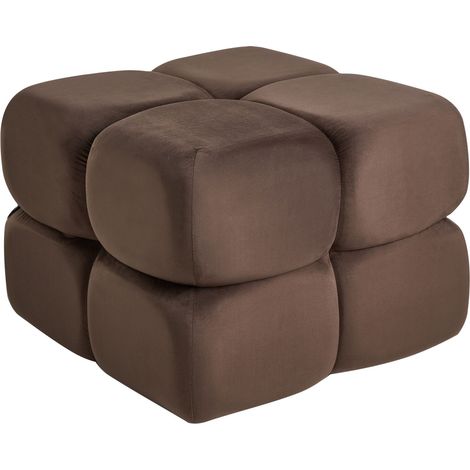 Pouf quadrato in tessuto vellutato marrone scuro Caliente