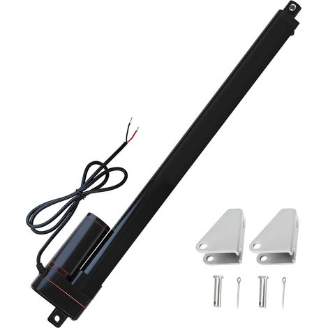 Course 400 mm - 400 N - Étanche - IP65 - Entraînement linéaire 12 V - Moteur linéaire 34 mm/s - Avec étriers de montage pour porte armoire, ouvre-fenêtre, ouvre-porte, domotique (1/5)