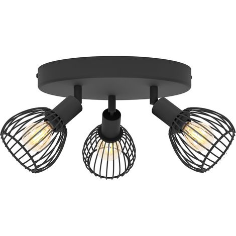 Projecteur à lampe à fil à trois lumières Sonnino noir - E14 - 901041 (1/3)