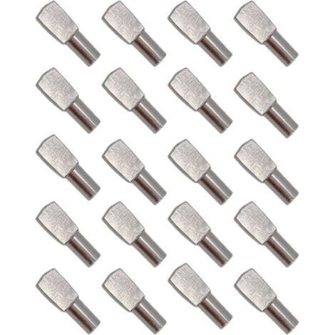 20 Piezas Soportes para Estantes Pasadores de Soporte para Estantes Tacos Soportes para Placa de Estante Metal Niquelado para Accesorios de Escritorio de Gabinete - 5 mm x 19 mm (1/5)