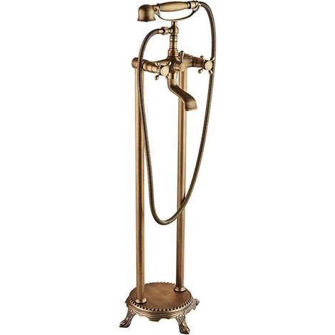 Vintage Antique Bathtub Faucet, Freestanding Bathtub Faucet with Hand Shower, Brass Bathtub Mixer Tap, Freestanding Bathtub Faucet, Double Handle Bathtub Mixer Tap