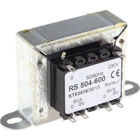 Transformateur à montage sur châssis, Vin 230V c.a., Vout 9V c.a., 2 sorties, 12VA ( Prix pour 1 )
