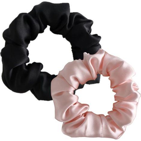 Coleteros de seda para evitar el encrespamiento, coleteros de seda de morera para evitar la rotura, soportes elásticos para coletas, negro y rosa. (1/5)