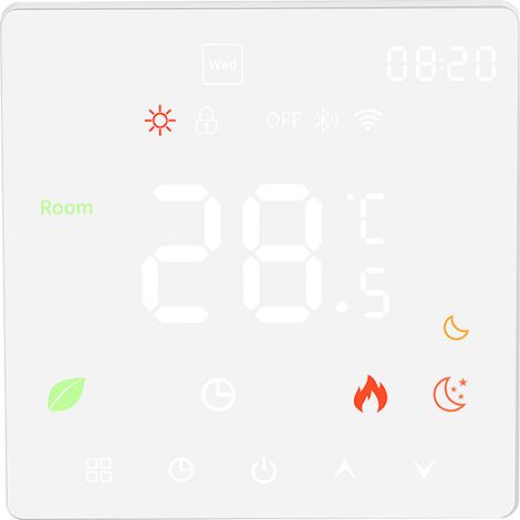 16A Elektroheizung (inkl. 3 m Sensorkabel) Thermostat für elektrische Fußbodenheizungen, wöchentlich programmierbarer Temperaturtimer zur Einstellung der Lichtstärke, einstellbarer Thermostat, Weiß (1/5)