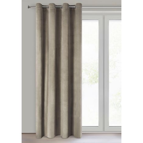 Rideau en Velours avec Oeillets - 1 Panneau, Traitement de Fenêtre Occultant, Rideaux pour Chambre, Cuisine, Salon, Doux, 140x250 cm, Marron/Brun (1/5)