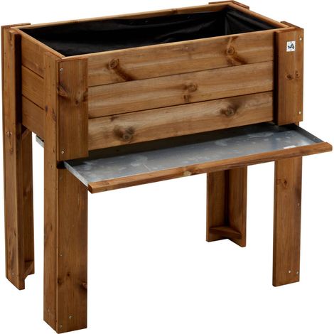 Giardiniera per Fiori e Piante Rialzata 81x44xh80 cm in Legno FSC Castagno (1/3)