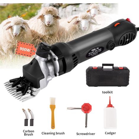 Tosatrice elettrica da 900 W - 6 velocità regolabili - Max 2800 giri/min - Con custodia per il trasporto - 13 denti - Forbici professionali per pecore, alpaca e capre - Nero (1/4)