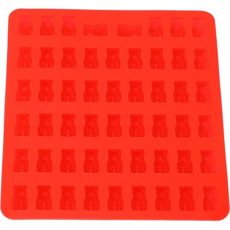 Gummibärchen-Backform in Bärenform, 53 Mulden, Silikon-Backform mit Pipette für Schokolade, Kekse, Eiswürfel, Rot (1/5)