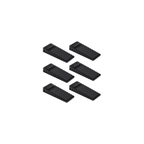 Lot de 6 Butées de Porte en PVC Noir, Réglables en Hauteur et Empilables, Protection Sol pour Portes Intérieures Tous Matériaux (1/4)