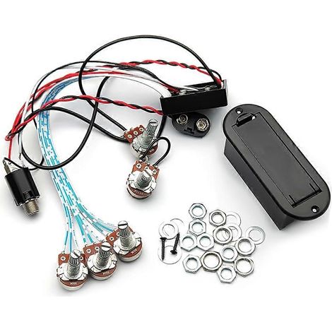 Circuit de préampli égaliseur 3 bandes pour guitare, double potentiomètre pour micro de basse actif, 5 boutons de contrôle du micro. (1/5)