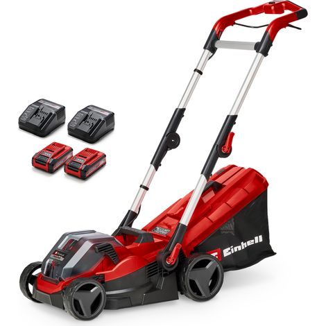 Einhell Akku-Rasenmäher RASARRO 36/34 Kit Power X-Change (36 V, 34 cm Schnittbreite, bis 300 m², 30L Fangkorb, 25-65 mm Schnitthöhe, inkl. 2x 3,0 Ah Akku + 2x Ladegerät)