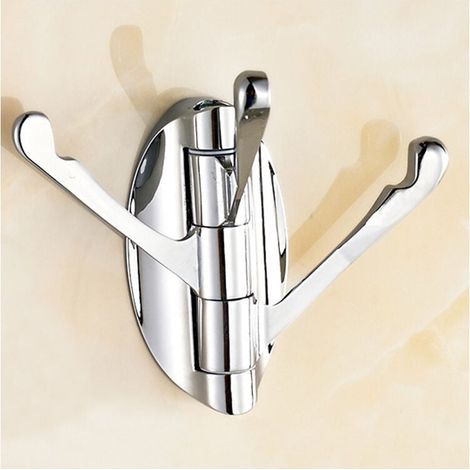 Klappbarer Handtuchhaken aus gebürstetem Nickel, einwinklig, mit 3 drehbaren Metallarmen, flexibel für Bademäntel und Jacken, spart Platz an der Badezimmerwand im Wohnmobil. (1/3)