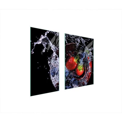 PLAQUE DE PROTECTION EN VERRE 75x52 FRAISES (1/5)