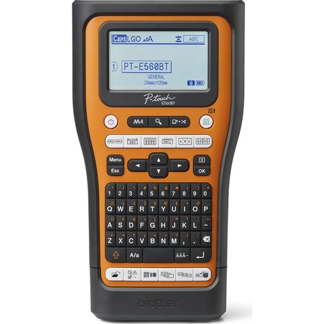 brother BROTHER PTE560BTSP Marqueur électronique Professionnel avec Connexion PC et Bluetooth pour électriciens et installateurs. Découpe du Ruban Automatique. Clavier QWERTY. 4 Rubans Inclus. (PTE560