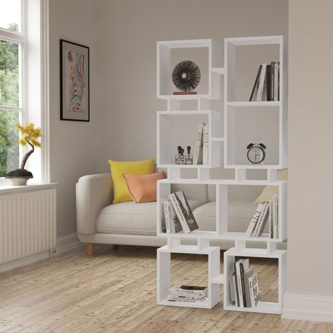 Decortie Rail Modern Bookcase Display Unit No.1 Tall 166.5cm - White (1/3)