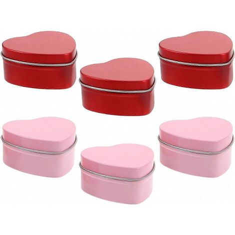 6 boîtes métal rouges en forme de cœur avec couvercles pour bonbons, bijoux et petits cadeaux – lot de 6, packaging créatif pour la Saint-Valentin (1/5)