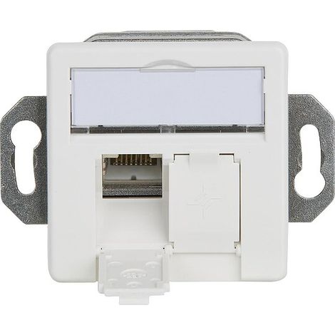 Anschlussdose AMJ45/B 8/8 K Unterputz 50 Cat.6A - Bodentankeinbau, 2xRJ45 - alpinweiß (1/2)