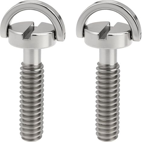 Lot de 2 vis de fixation pour trépied 1/4 20 UNC en acier inoxydable avec anneau en D compatible 30 x 16,5 mm (1/5)