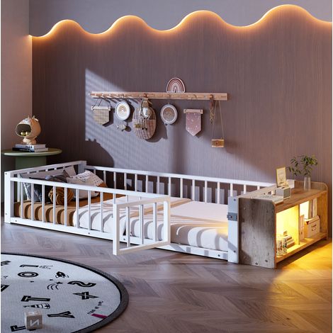 letto struttura 90x200 con barriera LED bianco HAVRYA (1/5)