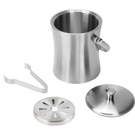 1-Liter-Eiskübel aus Edelstahl für Wein, Champagner und Bier, eleganter Tisch-Eiskübel mit Behälter und Utensilien, Bar-Accessoire für Zuhause (1/5)