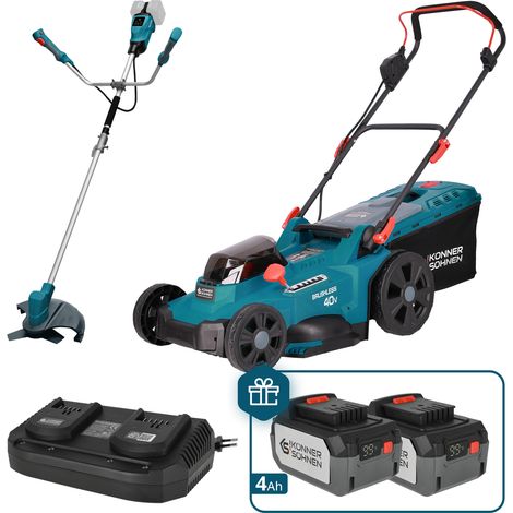 Kit Jardín Könner & Söhnen KS 43LM-BCT40V-SET: Cortacésped y Recortadora 40V Sin Escobillas, incluye Cargador Doble y 2 Baterías 4Ah 20V de Regalo (1/5)