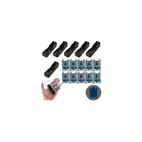 6 Pièces 3.7V 18650 Support de Batterie Boîtier en Plastique Boîte de Rangement avec Wire Leads + 10 Modules Chargeurs USB Type-C 5V 1A, Boîtiers en Plastique et Protection Intégrée (1/5)