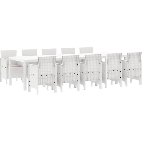 Maison Exclusive - Garten Essgruppe 11 pcs Weiß und Taupe Kunstst