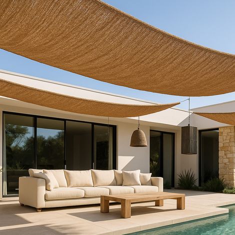 Auvent en fibre de coco 20x1M - Voile d'ombrage 100 % naturel Beige