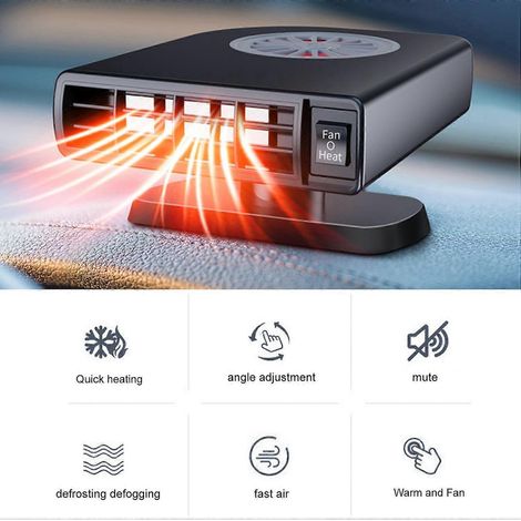 Chauffage électrique portable pour voiture 12V/24V, ventilateur chauffant, séchoir à pare-brise, désembueur, dégivrage (1/4)