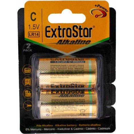 Pila Batteria LR14 Torcia C MN1400 1,5V 8000mAh Alcalina Confezione da 2 Pezzi