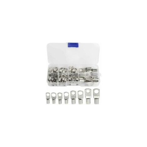 60 pezzi di capicorda elettrici a crimpare/saldare in rame stagnato con foro per bullone per cavi da 6 m, 8 m, 10 m, 16 m e 25 m - Argento - Crezuo