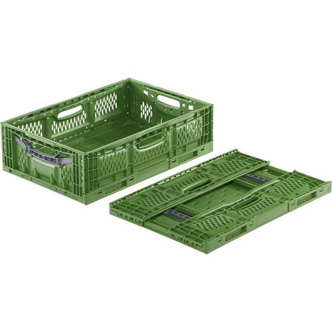 PROVOST - Bac gerbable repliable ajouré en polypropylène - Vert - 600 x 400 x 230 mm