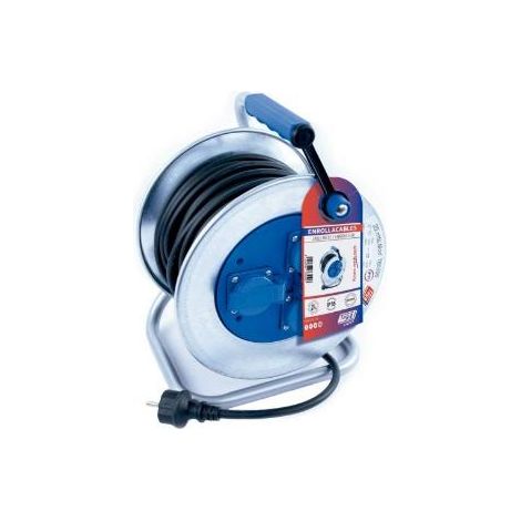FPLUS prolongador 25mts 3x1.5 met.ip55 , Cable goma/neopreno H07RN-F 3G1,5. 3 Bases (2P+T) con termostato ytapa. Potencia máxima 250V 16A. 3500W. Protección Exterior IP55.Soporte y