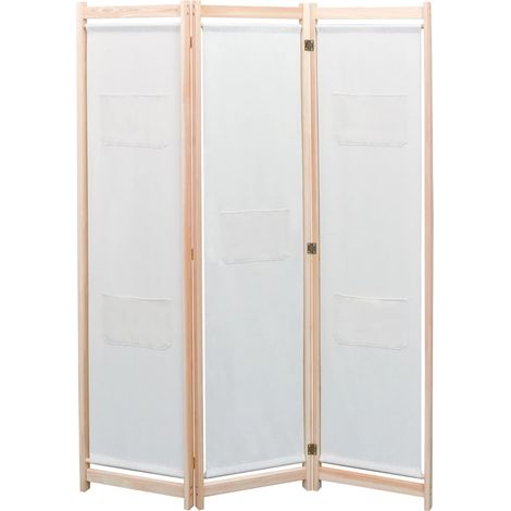 3-teiliger Raumteiler Creme 120 x 170 x 4 cm Stoff