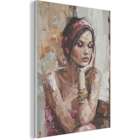 TABLEAU ACOUSTIQUE Femme - Peinture - Portrait - Moderne Décoration Maison 70x100 cm (1/5)